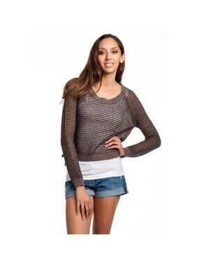 Yoon Open Stitch Pullover Sweater Truffle Black Brown NWT M